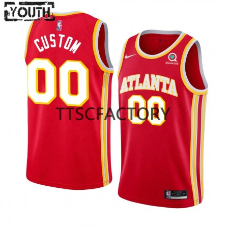 Kinder NBA Atlanta Hawks Trikot Benutzerdefinierte Nike 2022-23 Icon Edition Rot Swingman